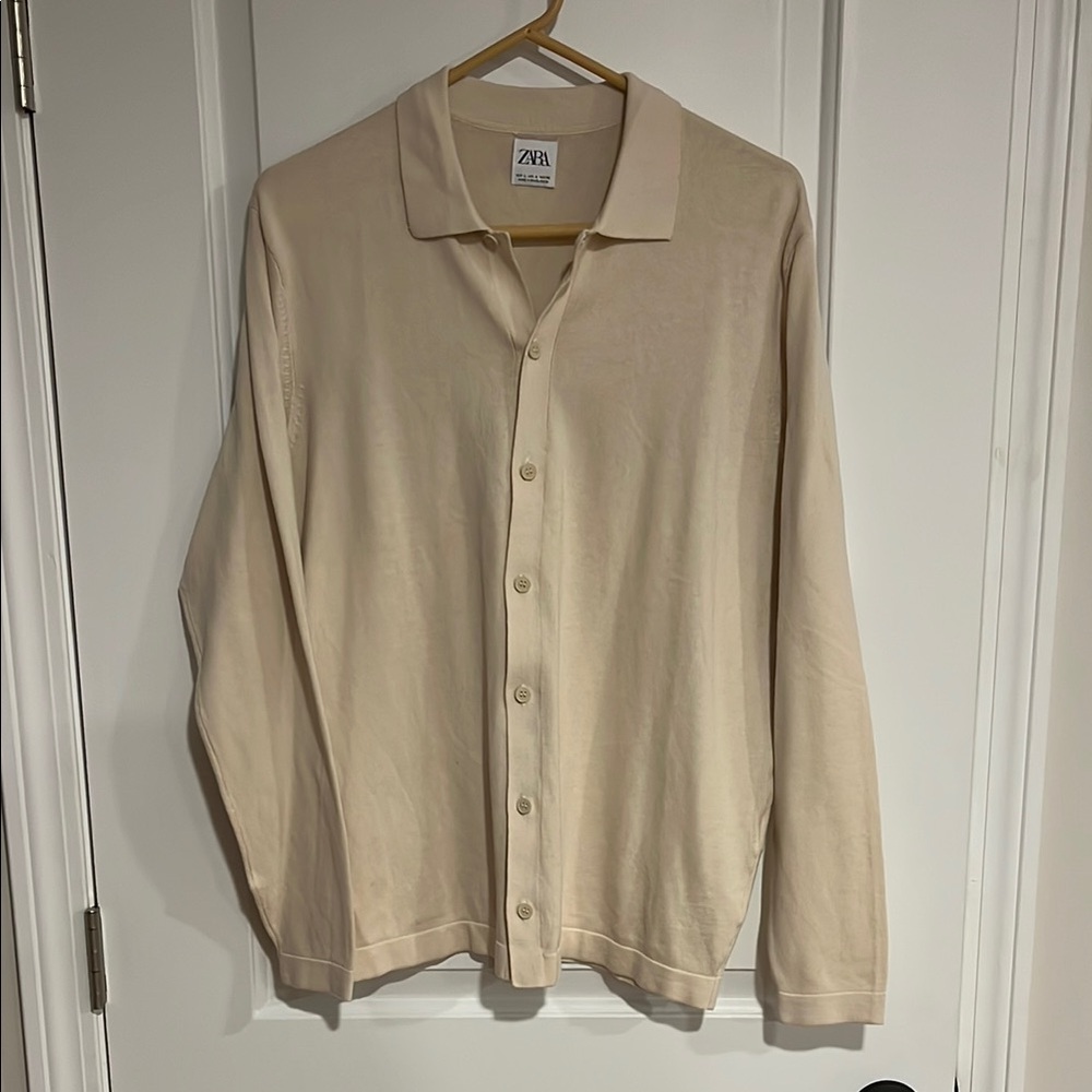 Zara Men's Cream Button Down Shirt